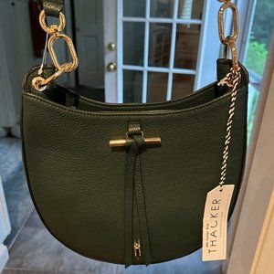 Thacker forest green leather cross body or shoulder bag